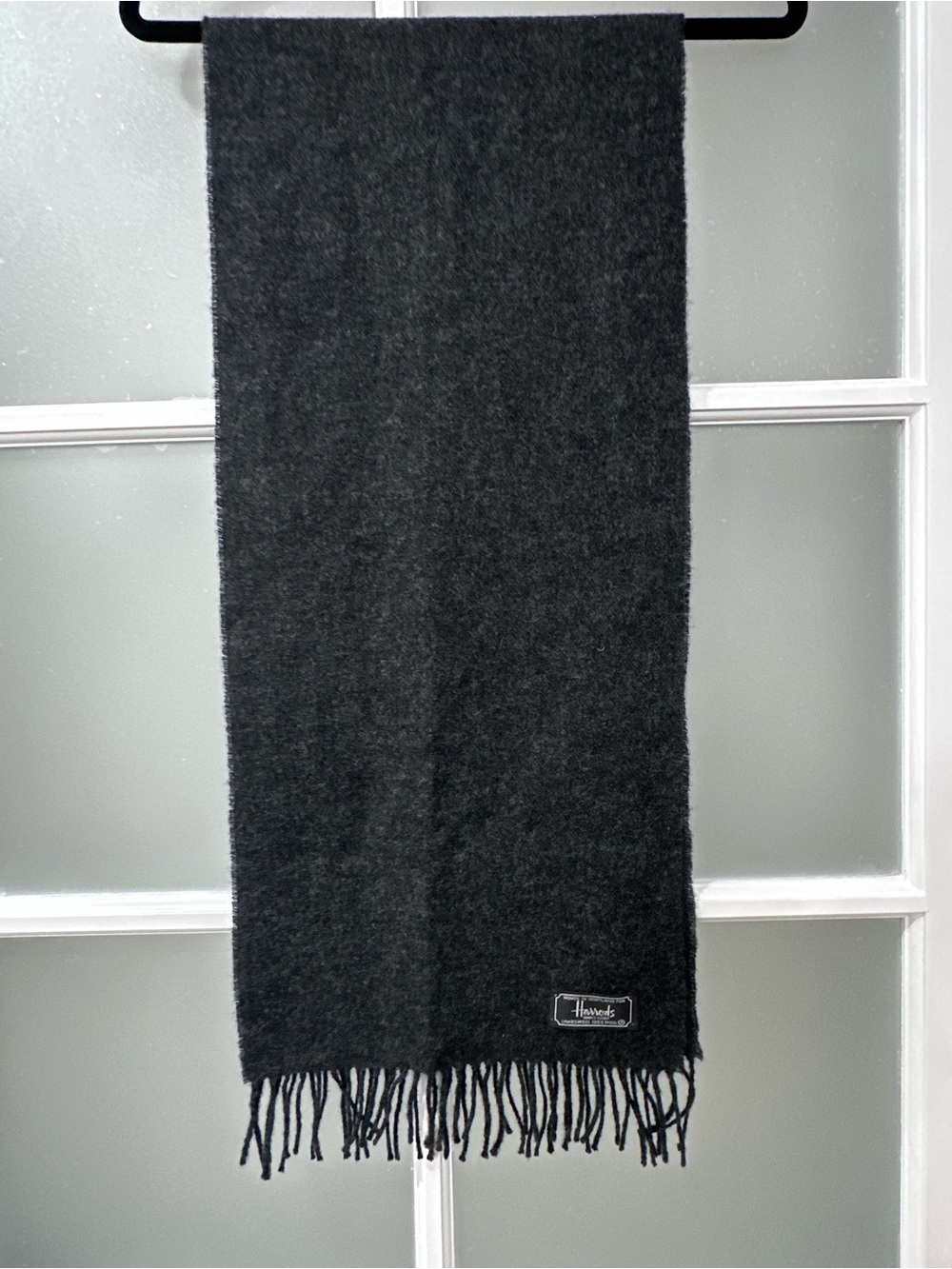 Harrods Dark Charcoal Wool Scarf - Picture 2 of 2